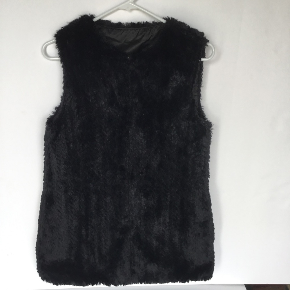 Betsey Johnson‎ Black Faux Fur Vest Size Extra Small